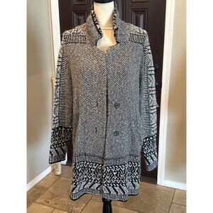Vintage Lucky Brand Black and White Geometric Sweater Jacket